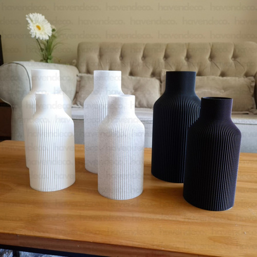 Combo Jarron Botella Decorativo Moderno Clasico Florero 21cm Mármol