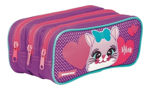 Imagem 9 de 10 de Kit Mochila Malinha Escolar Infantil Gatinha Cat 4 Rodinhas