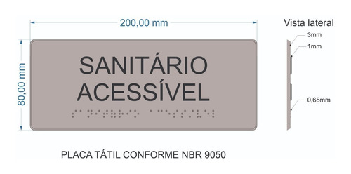 Placa Visualização Tátil Banheiro Acessível