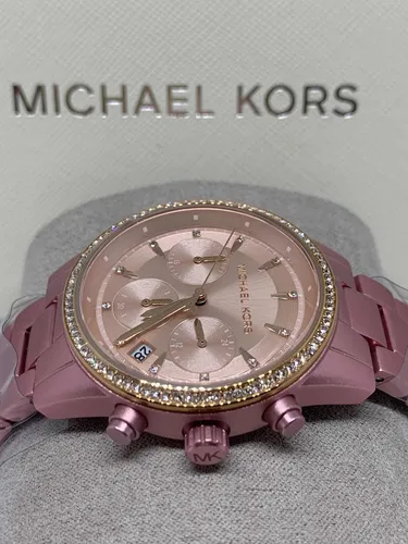 Reloj Michael Kors Cronógrafo Mujer En Aluminio Rosa Mk6753