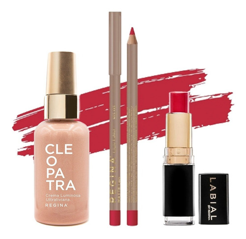 Set De Maquillaje Primer Iluminador + Delineador + Labial