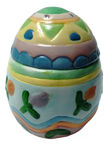 Cofre Porcelana Biscuit Forma Huevo Colores Pastel (Usado)
