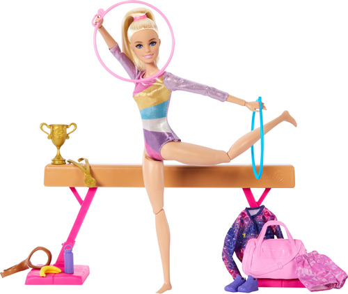 Barbie Muñeca De Gimnasia Y Accesorios, Juego Con Muñeca .