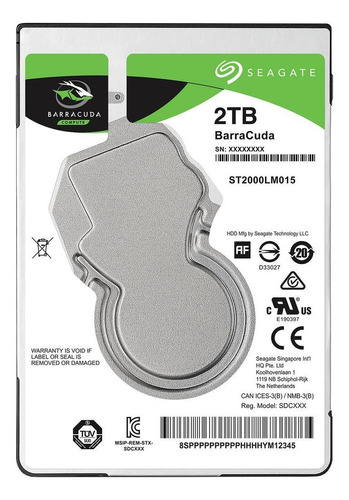 HD Notebook Seagate 2TB Barracuda SATA 6GBps 5400RPM 128MB 2,5" - ST2000LM015