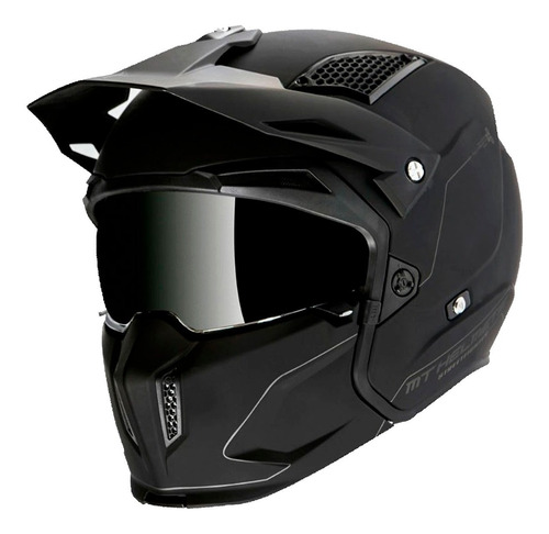 Casco Moto Abierto Modular Mt Streetfighter Negro Mate A1 Diseño Solid Tamaño del casco M