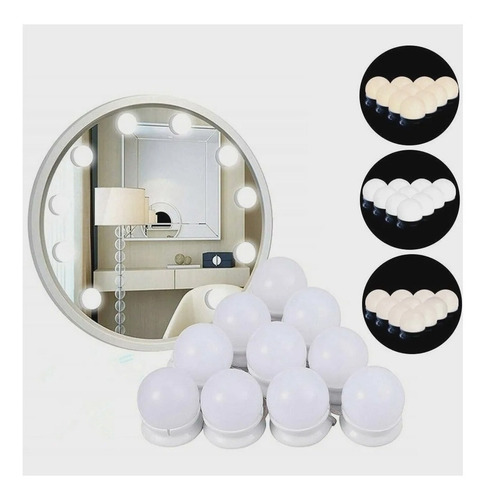 Imagem 8 de 10 de 10 Lâmpada Led Espelho Camarim Maquiagem Muda A Cor Liga Usb