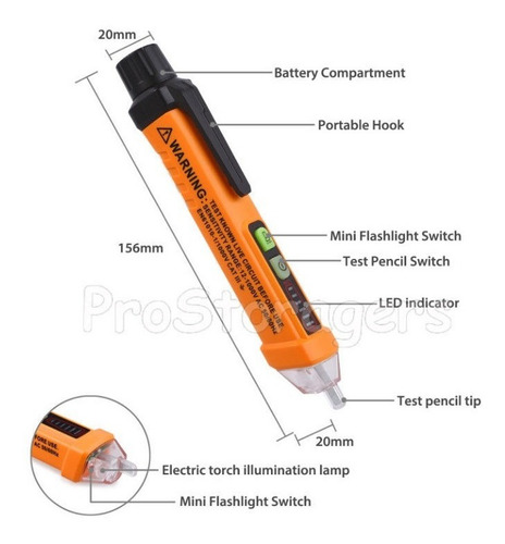 Imagen 4 de 6 de Non-contact Voltage Detector De Testerac 12-1000v Pluma Pm89