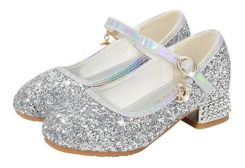 Zapatos De Princesa Con Lentejuelas Plateadas Para Niña