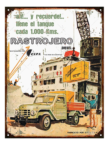 Cartel Chapa Publicidad Antigua 1962 Rastrojero Diesel L243