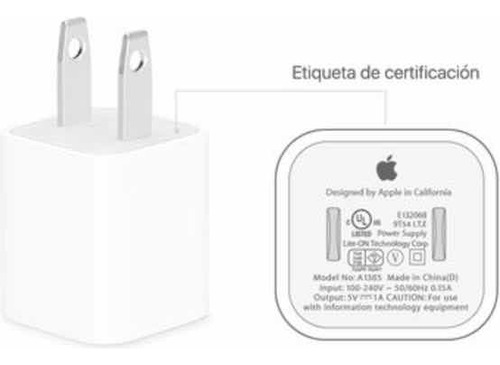 Cubo Cargador Apple Clásico 5w Usb Original