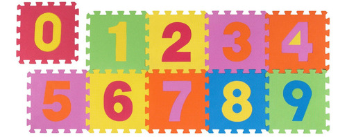 Piso De Goma Eva Numeros 30x30cm 8mm 10 Pzs Antigolpes Color Multicolor