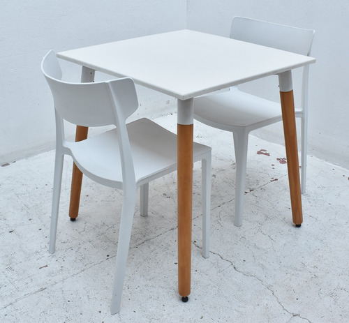 Combo Mesa Bar Eames 70 + 2 Sillas Mare - Muebles Castelar Blanco Liso