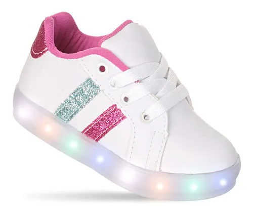 Tenis Led Luz Crian a Infantil Feminino Pink Ou Rosa barato