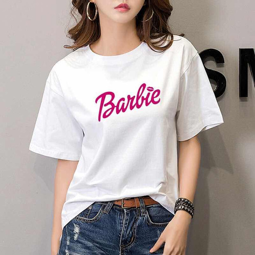 Polera Algodon Barbie Dama Regalo Blanco O Negro