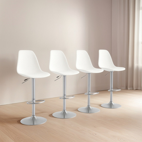 Banco Alto Eames 4 Pz Para Barra Y Cocina Minimalista Acabado De La Estructura Plástico Color Blanco