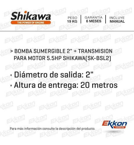 Imagen 2 de 10 de Bomba Agua Sumergible Pozo Shikawa 5.5hp 3pLG S/tablero 15m