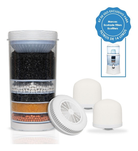 Imagen 1 de 10 de Kit 4 Repuestos Filtro Purificador Agua Ecotrade 14 Litros