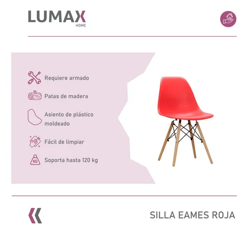 Sillas Eames Diseño Unico Colorido Innovador Moderno Calidad Estructura de la silla Rojo Asiento Rojo Diseño de la tela Liso