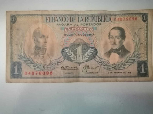 Billete Colombiano 1 Peso Oro