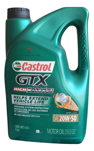 Aceite Para Motor A Gasolina Castrol Gtx 20w-50 Garrafa Alto