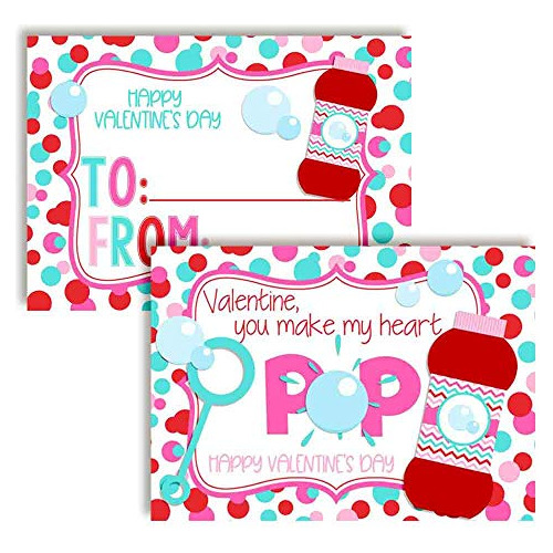 You Make My Heart Pop Bubble Themed Valentine's Day Car...