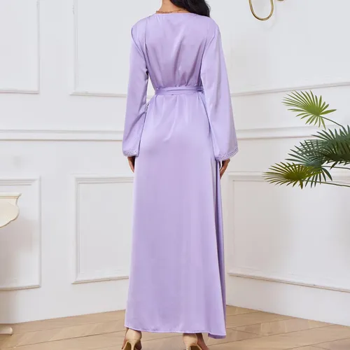 W Ropa Árabe Casual Para Mujer Con Estampado De Cuello En V