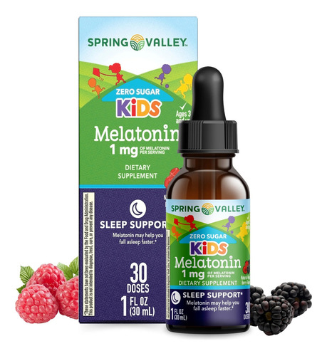 Spring Valley Kids Zero Azucar Melatonina Liquida 1 Mg 30ml Sabor Frutos Rojos