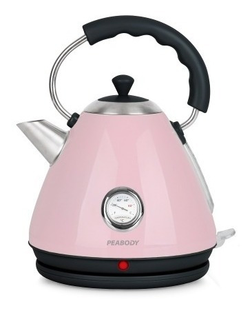 Imagen 6 de 7 de Pava Eléctrica Peabody Vintage Acero 1.7 Lts Rosa Termometro