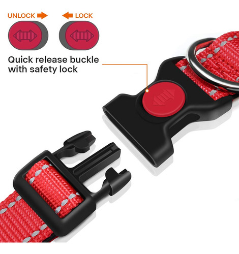 Collar Reflectante Para Perro De Color Rojo Tamaño S