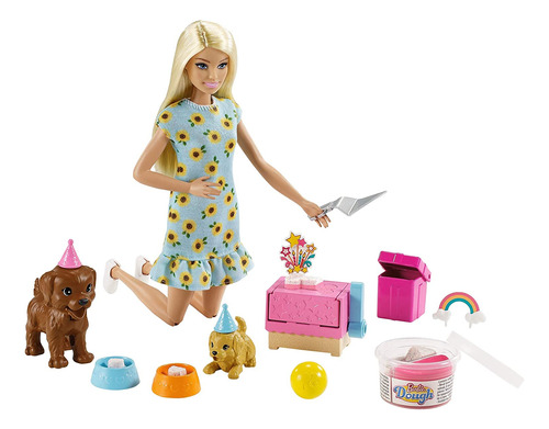 Muñeca Barbie Blonde And Puppy Party Playset 2 De 115 Pulgad