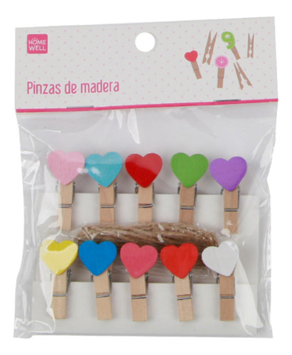 Pinzas Madera 3.5cm Corazones Multicolor 