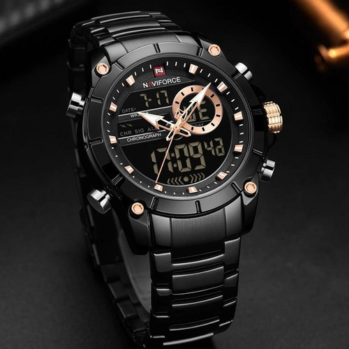 Reloj negro analógico digital Naviforce 9163 para hombre