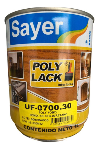 Fondo De Poliuretano Interiores Uf-0700 Poly Lack Sayer 1 Lt