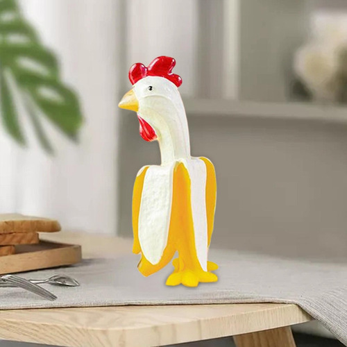 Figuritas De Resina De Gallo 3.7x4x7.15cm Blanco Amarillo