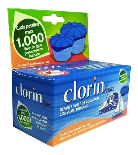 Clorin Chlorine para 1000 litros de agua, paquete de 25 tabletas
