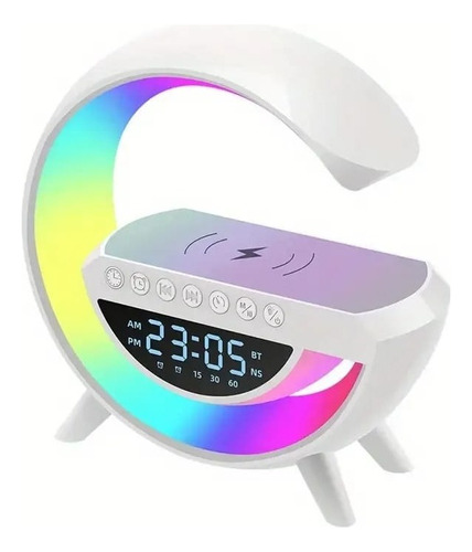 Bocina Bluetooth Cargador Inalambrica Reloj Digital Luz Led