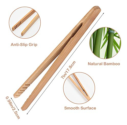 Pinzas Para Tostadas De Bambú, Minipinzas De Madera De 7 Pul