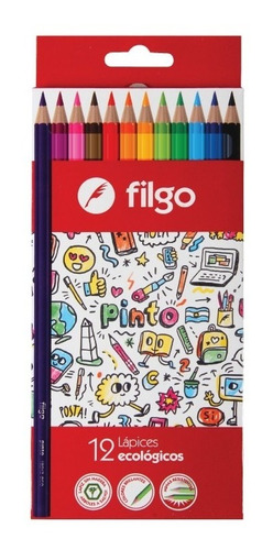 Lapiz Lapices Filgo Color Caja X12 Colores Largos Pack X15