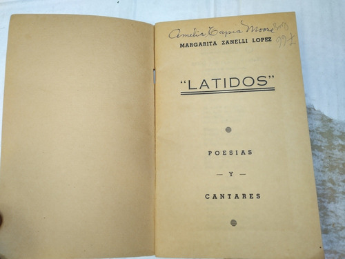 Latidos Poesías Cantares Margarita Zanelli Lopez 