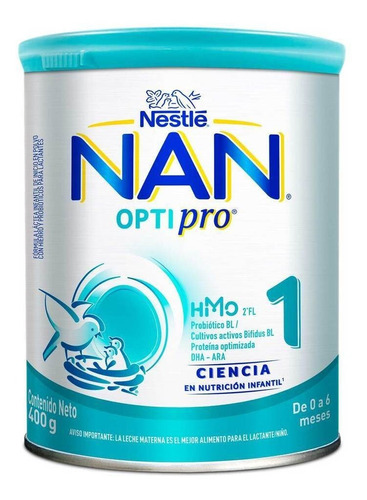 Leche de fórmula en polvo sin TACC Nestlé Nan Optipro 1 en lata de 1 de 800g - 0  a 6 meses