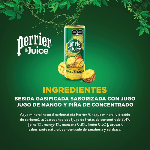 Bebida Gasificada Perrier & Juice Piña Mango 35 Piezas