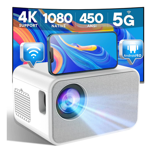 Kyaster Proyector Nativo 1080p, Mini Proyector Compatible Co
