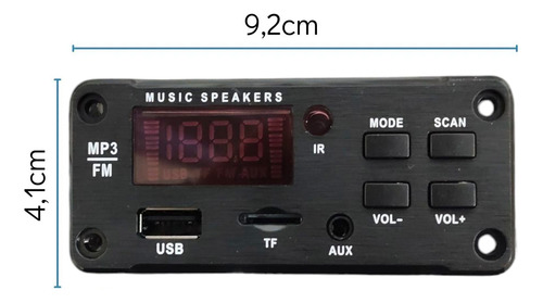 Modulo Reproductor Mp3 Usb Sd Fm Aux Blu