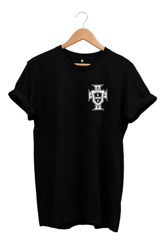 Remera Negra Portugal Mundial Qatar Adultos Niños Algodón
