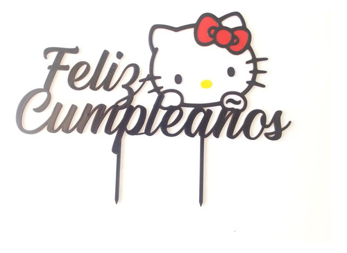 Topper Hello Kitty Feliz Cumpleaños Imp 3d
