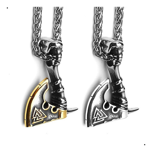 Colar Cordão Machado Vikings Valknut Nórdico Triângulos Odin