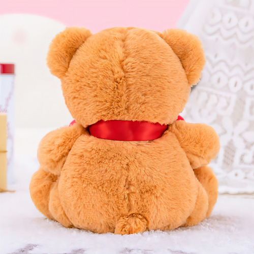 Ursinho de pelúcia lacado com texto em inglês I Love You, Jugu. Cor: Brown Bear