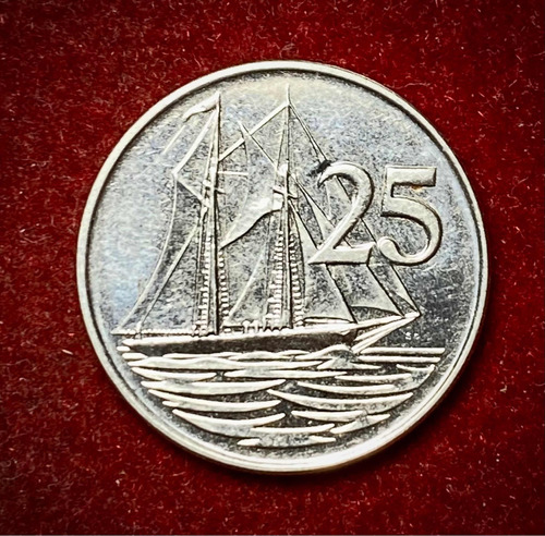 Moneda 25 Centavos Islas Cayman 2008 Barco Km 134 Elizabeth