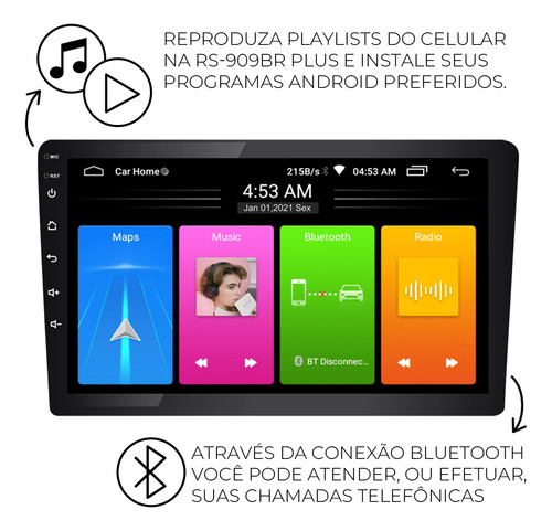 Multimídia Android Plus Roadstar Com Processador Quad Core