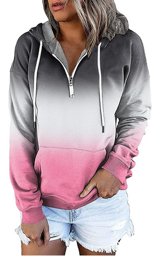 Hoodie Sweatshirt For Dama Button Zip Up Pullover Tops